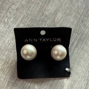 NWT Ann Taylor Huge Faux White Pearl Single Solitaire Stud Earrings